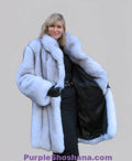 Plush Blue Fox Fur Coat Stroller M/L - Purple Shoshana Furs