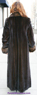 Luxurious NAFA Solid Mahogany Brown Canadian Mink Fur Coat + Sable M - Purple Shoshana Furs