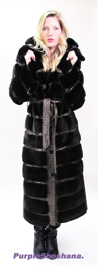 Mink and leather coat