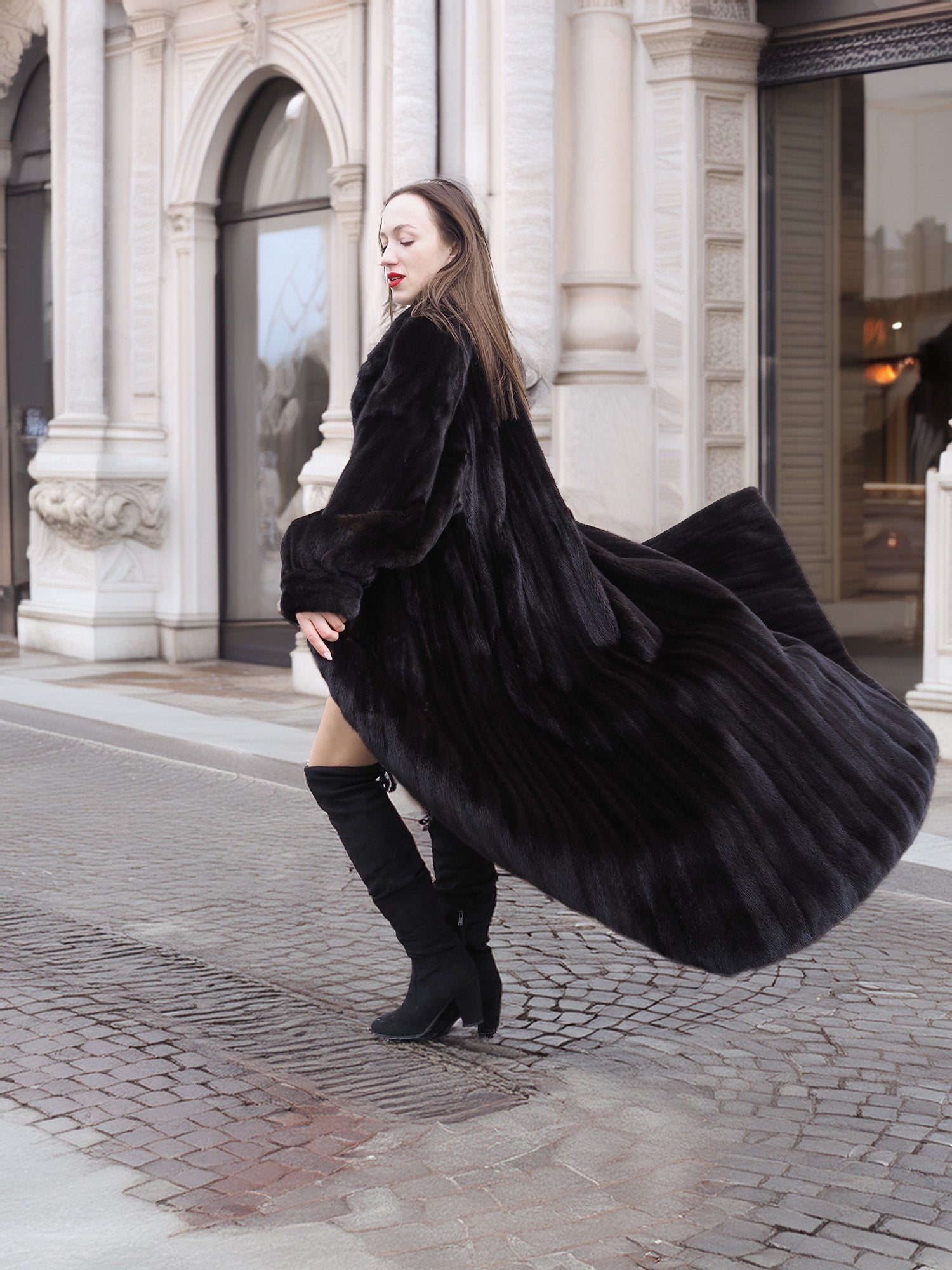 The Raven Waltz – NAFA Black Female Mink Full 94" Sweep Coat