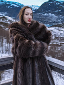Close-up of Canadian Raccoon Fur Coat - Silver Tips M showing rich texture. Premium winter coat for luxury fashion.