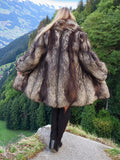 Silver Fox Fur Coat Long Jacket Brand New Stunning M/L