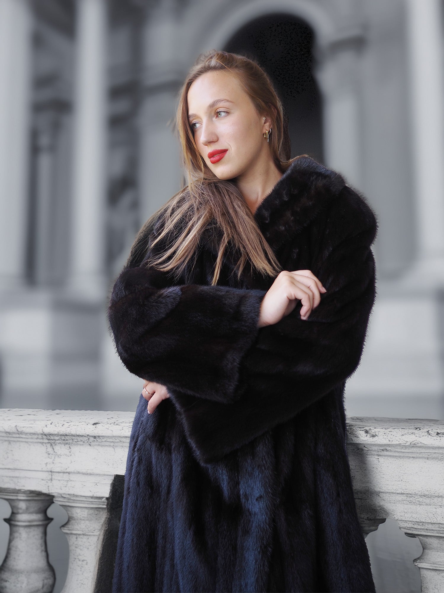 "Midnight Sovereign"- Black Mink Coat Classic Elegance