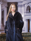 "Midnight Sovereign"- Black Mink Coat Classic Elegance