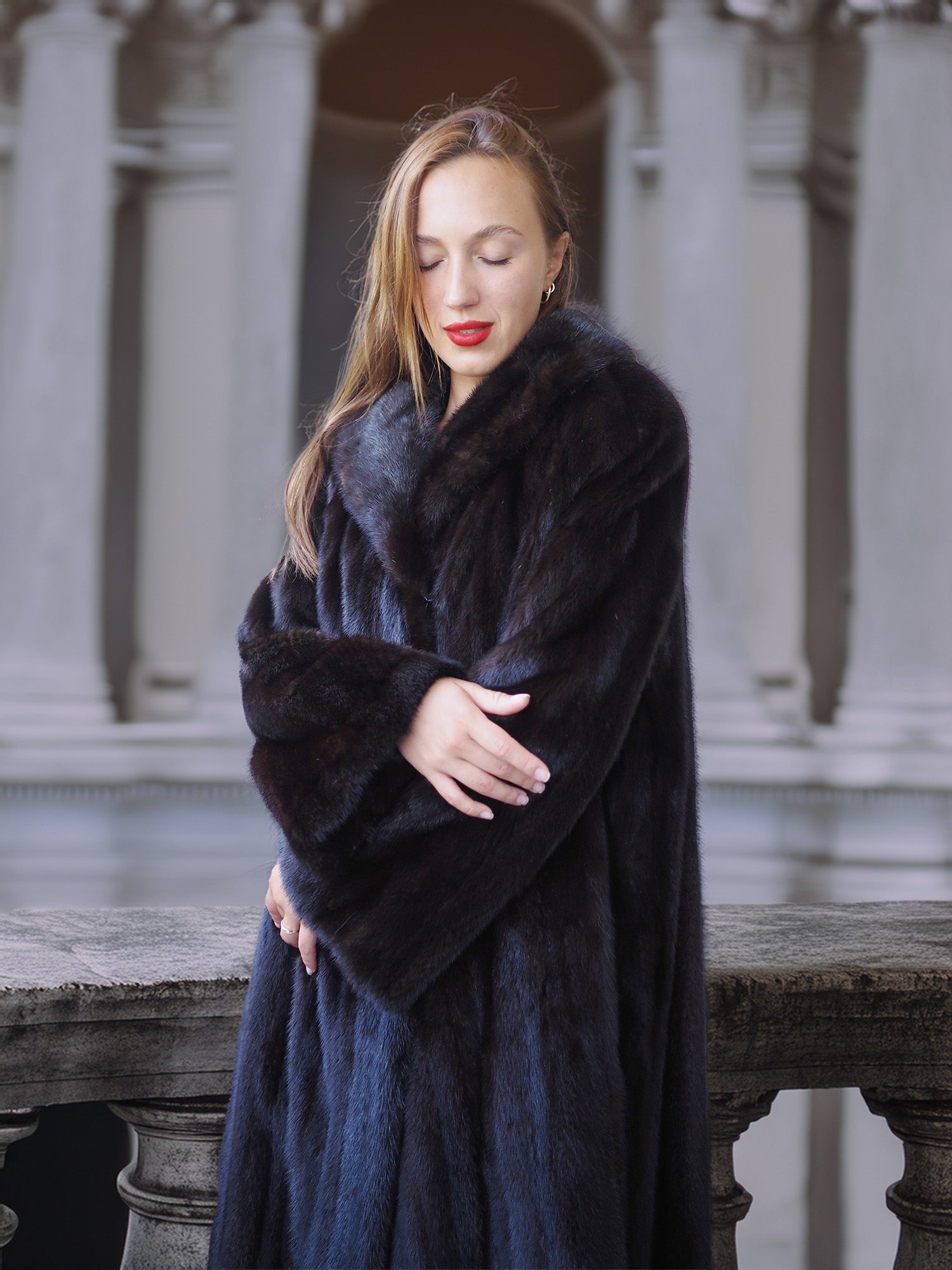 "Midnight Sovereign"- Black Mink Coat Classic Elegance