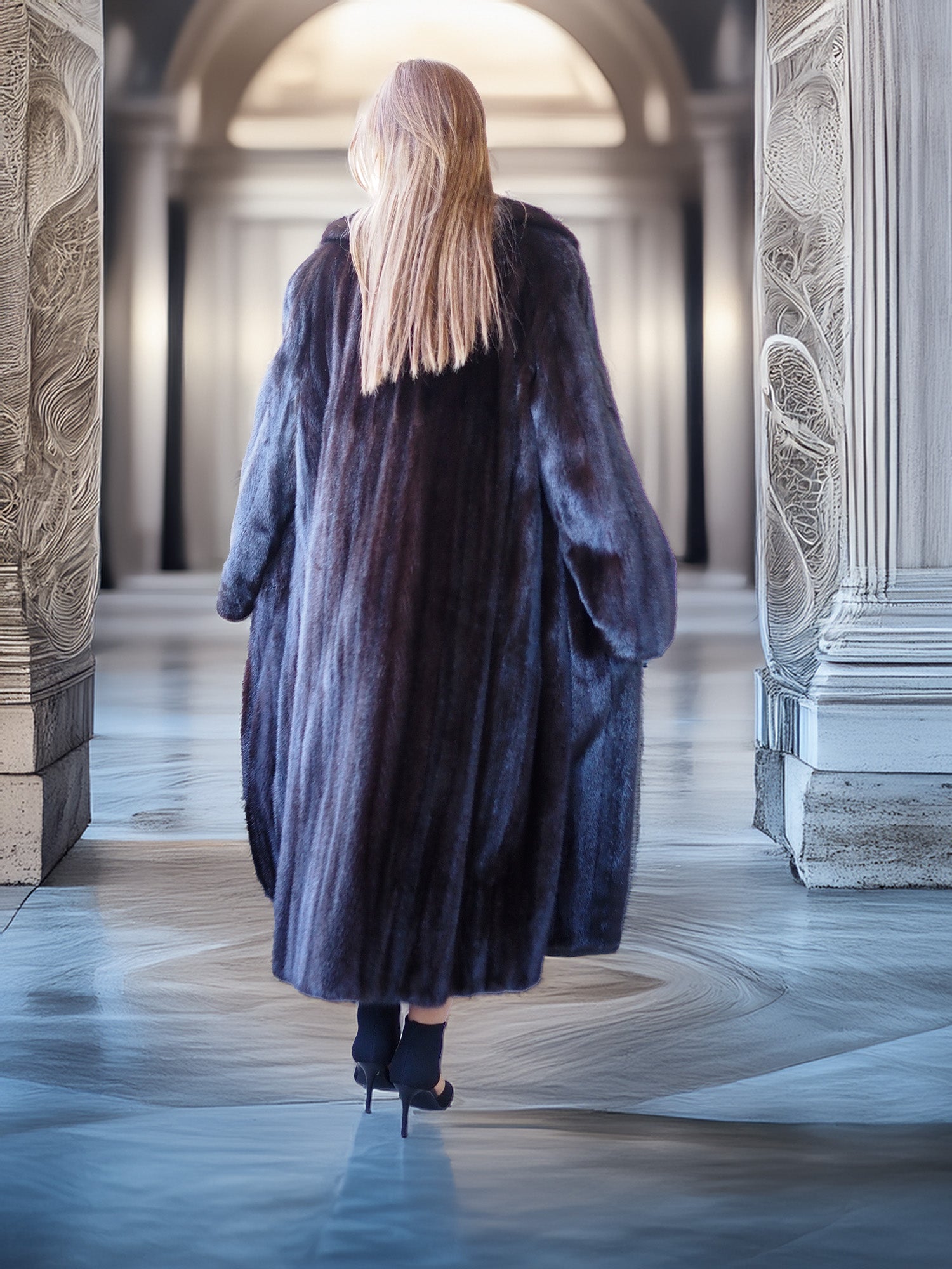 "Midnight Sovereign"- Black Mink Coat Classic Elegance