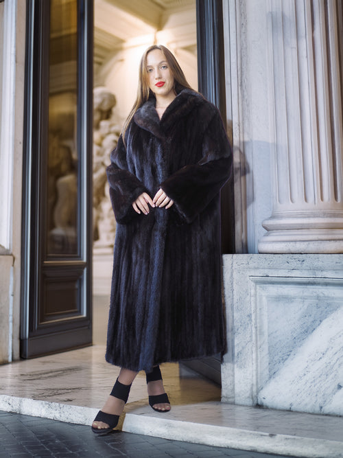 "Midnight Sovereign"- Black Mink Coat Classic Elegance
