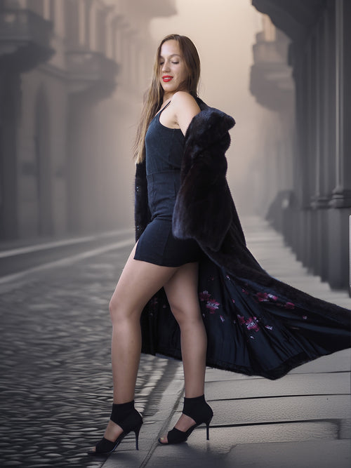 "Midnight Sovereign"- Black Mink Coat Classic Elegance