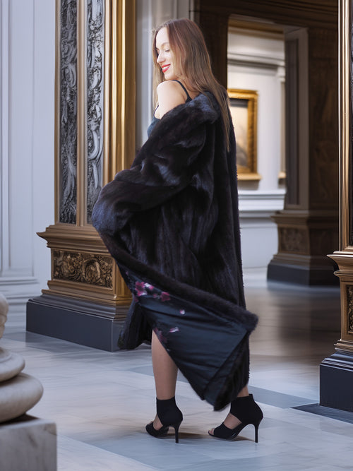 "Midnight Sovereign"- Black Mink Coat Classic Elegance