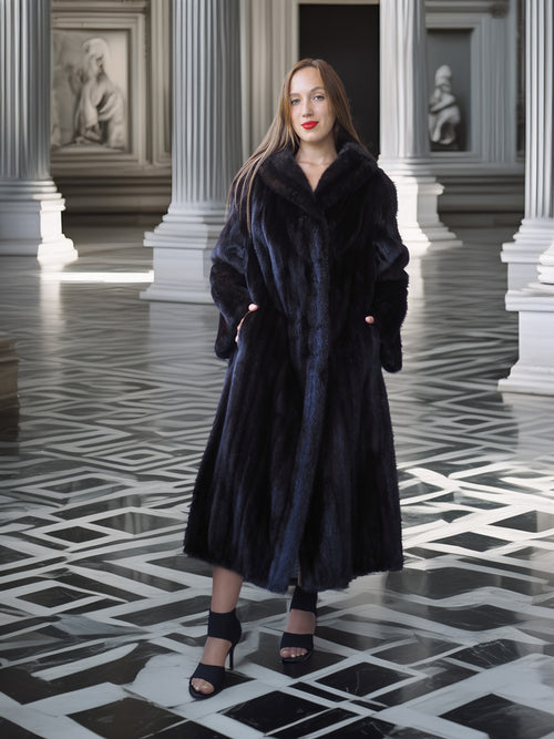 "Midnight Sovereign"- Black Mink Coat Classic Elegance