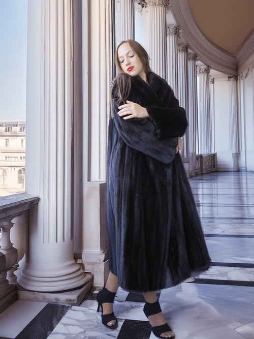 "Midnight Sovereign"- Black Mink Coat Classic Elegance