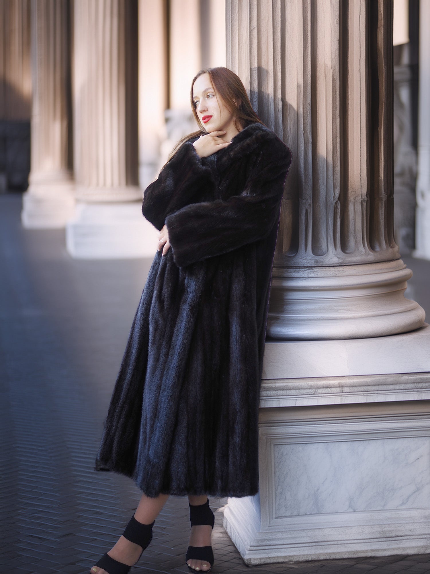 "Midnight Sovereign"- Black Mink Coat Classic Elegance