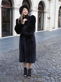 Black Female Mink Fur Coat Coats With Black Fox Headband S Excellent