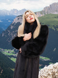 Black Mink Coat With Black fox Sleeves And Tuxedo Collar M/L