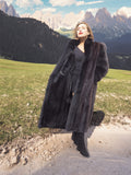 Black Mink Coat With Black fox Sleeves And Tuxedo Collar M/L