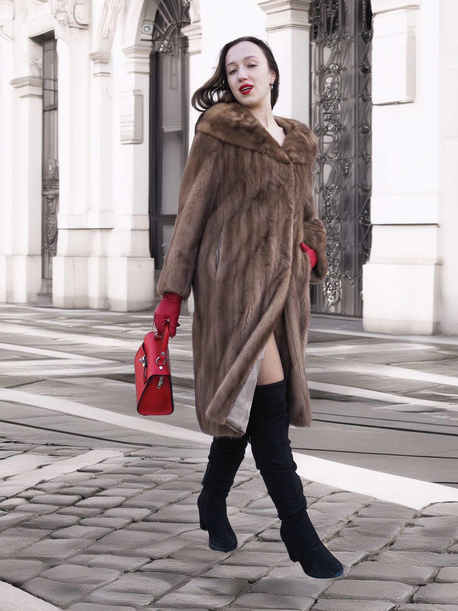 The Hollywood Stroll – Vintage Pastel Canadian Mink Fur Coat (S/M)