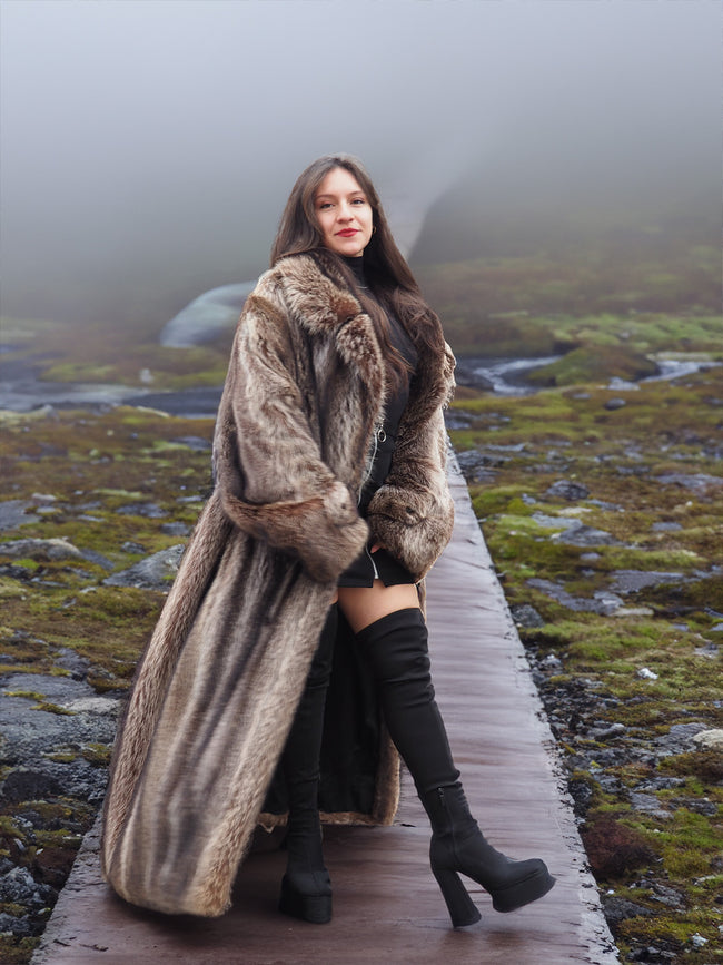 Raccoon Fur Coat Coats For Men L/XXL 53" Long
