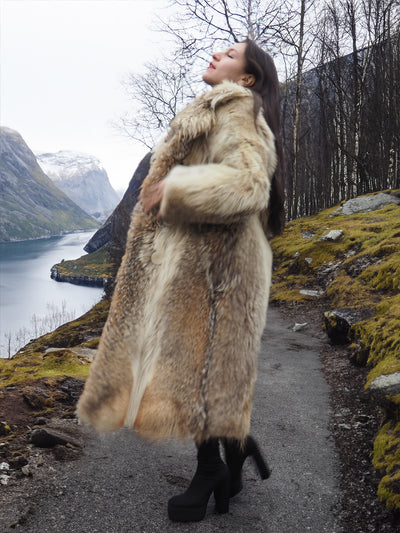 Coyote Fur Coat Coats Large Plush Shawl Collar S
