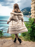 Vintage Beige Pearl Mink Fur Coat Horizontal Design S/M