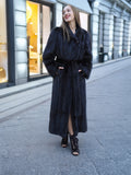 Dark Ranch Black Female Mink Fur Coat Jacket Detachable Belt M