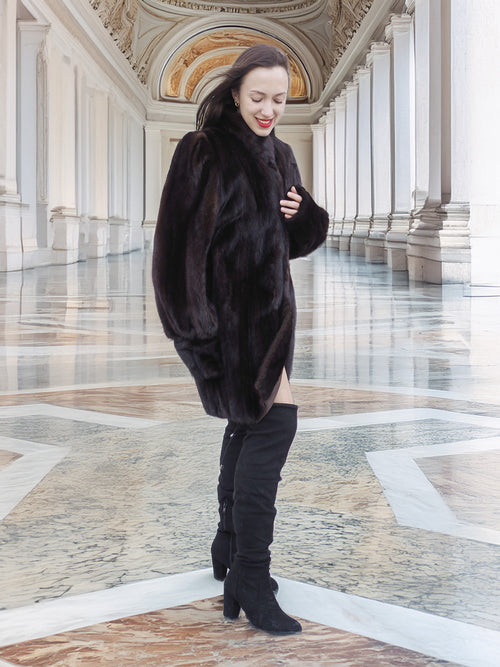 The Roman Whisper – Vintage Mahogany Mink Swing Coat L/XL