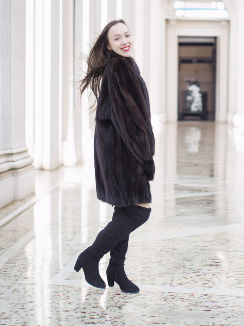 The Roman Whisper – Vintage Mahogany Mink Swing Coat L/XL