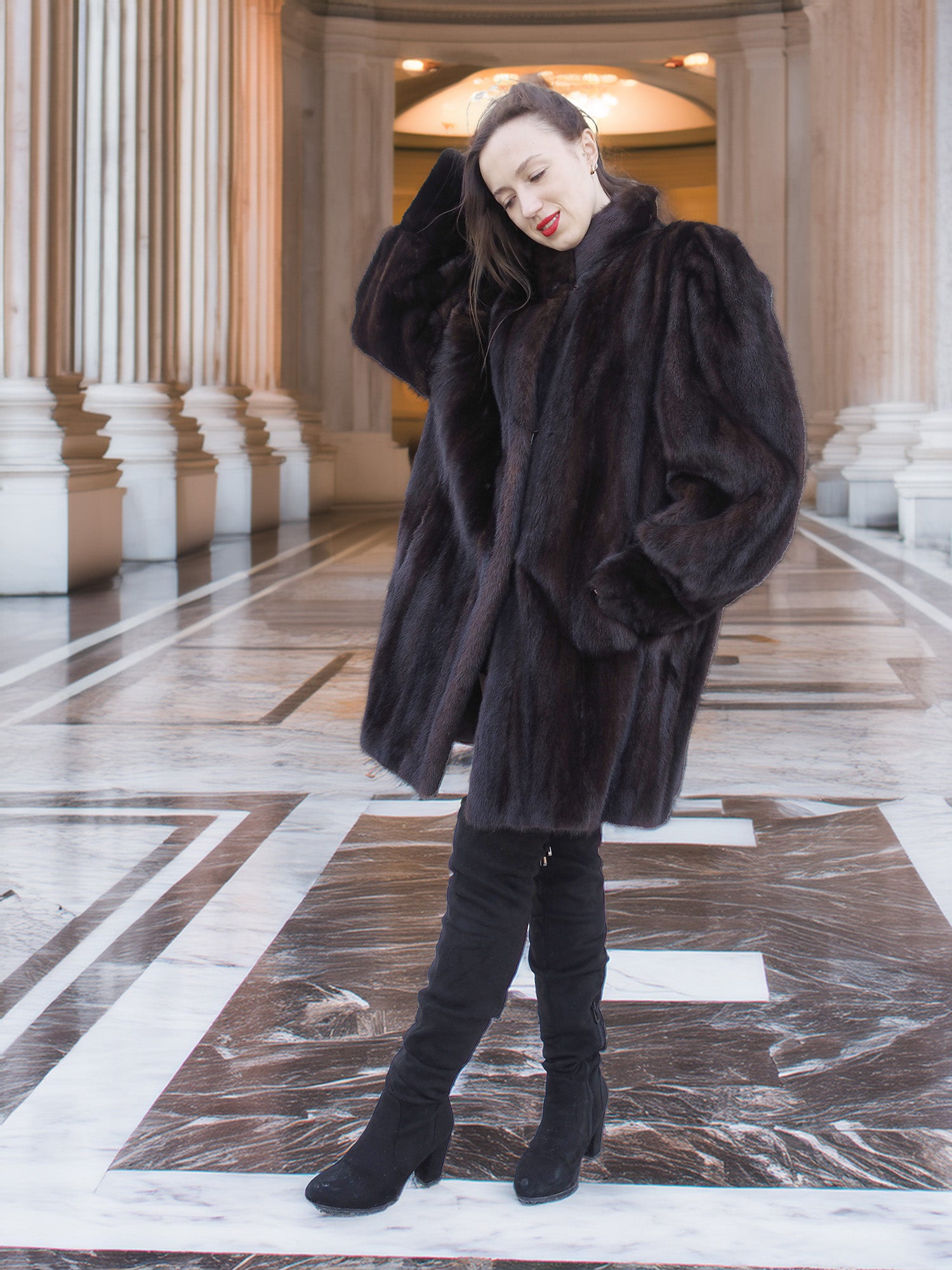 The Roman Whisper – Vintage Mahogany Mink Swing Coat L/XL