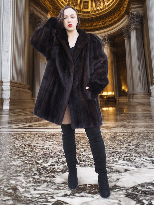 The Roman Whisper – Vintage Mahogany Mink Swing Coat L/XL