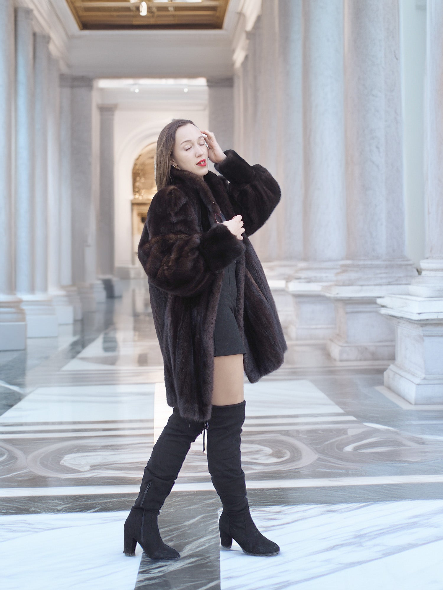 The Roman Whisper – Vintage Mahogany Mink Swing Coat L/XL