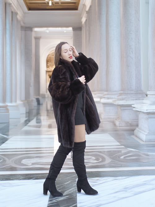 The Roman Whisper – Vintage Mahogany Mink Swing Coat L/XL