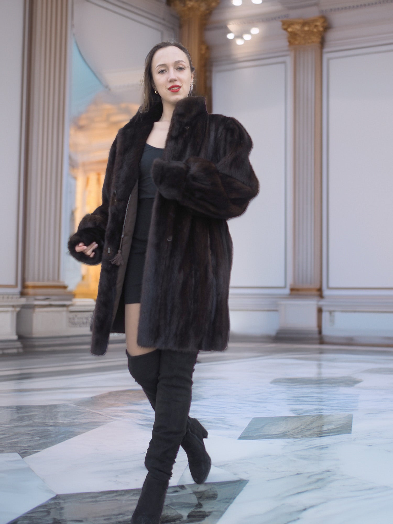 The Roman Whisper – Vintage Mahogany Mink Swing Coat L/XL