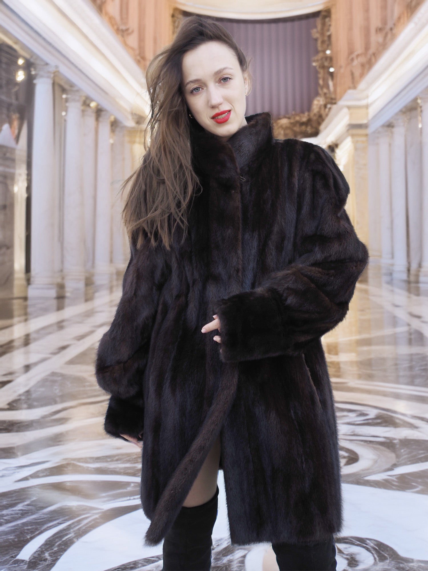 The Roman Whisper – Vintage Mahogany Mink Swing Coat L/XL