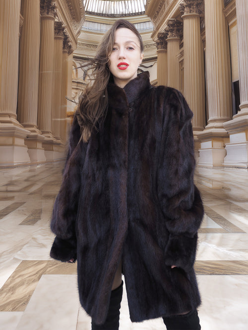 The Roman Whisper – Vintage Mahogany Mink Swing Coat L/XL