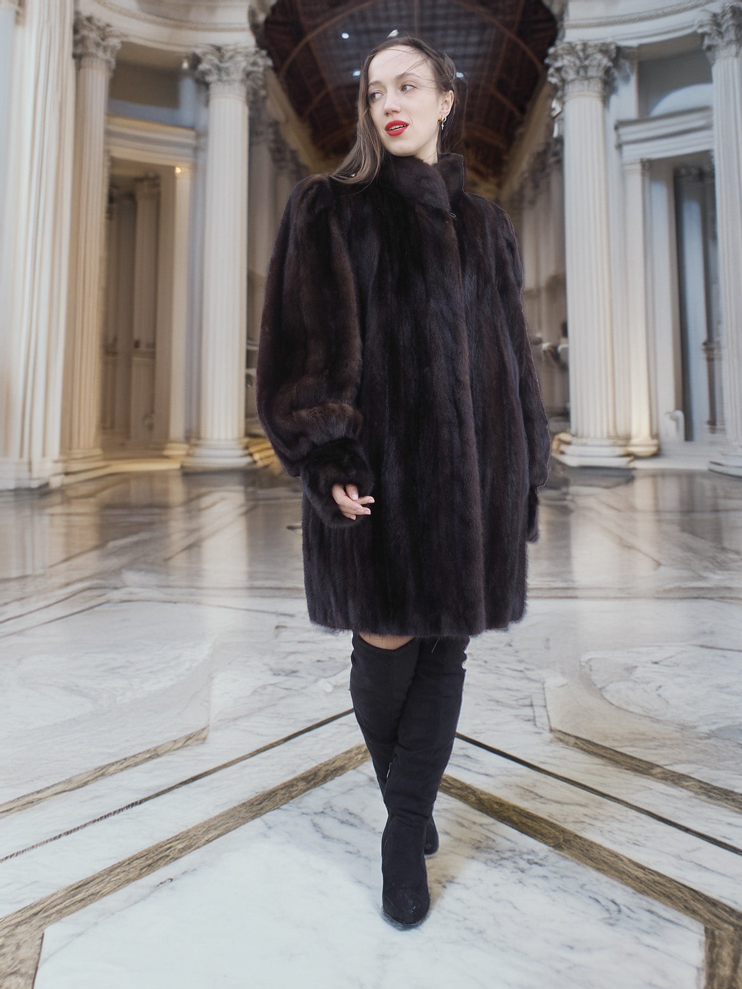 The Roman Whisper – Vintage Mahogany Mink Swing Coat L/XL
