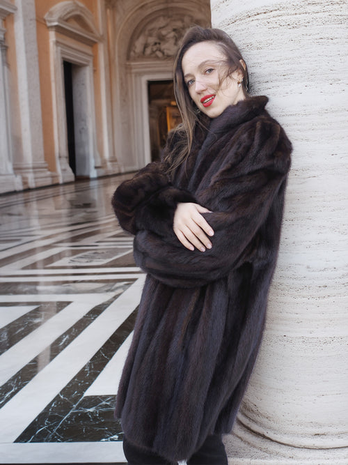 The Roman Whisper – Vintage Mahogany Mink Swing Coat L/XL