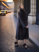"The Empress Gate"- Black Mink Full-Length Coat with Side Slits