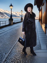 “The Bon Voyage” — Black Mink & Beret Ensemble Back Slit