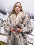 Close-up of model in luxurious fur coat