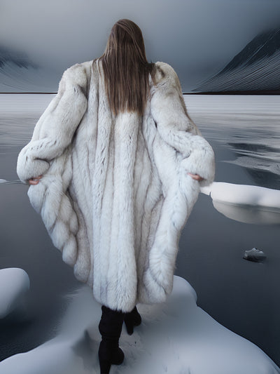"Echo Glacier" – Blue Fox Full-Length Fur Coat S