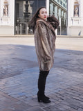 Brand New Two Tone Herring Bone Design Canadian Mink Fur Jacket L/XL 16