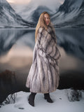 Northern Light – Regal Indigo Fox Coat with a Shawl Collar