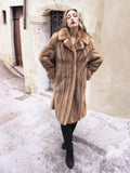 Vintage Pastel Canadian Brown Mink Fur Coat Stroller Jacket M/L
