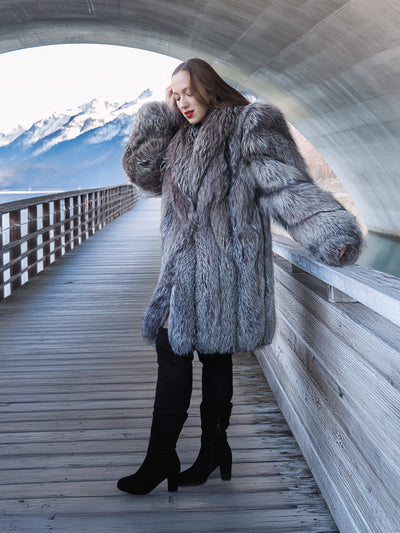 "The Winter Heiress" - Platinum Fox Fur Coat – Luxury Reborn on Ice
