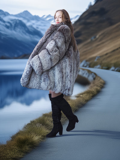 "The Winter Heiress" - Platinum Fox Fur Coat – Luxury Reborn on Ice