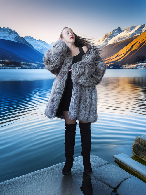 "The Winter Heiress" - Platinum Fox Fur Coat – Luxury Reborn on Ice
