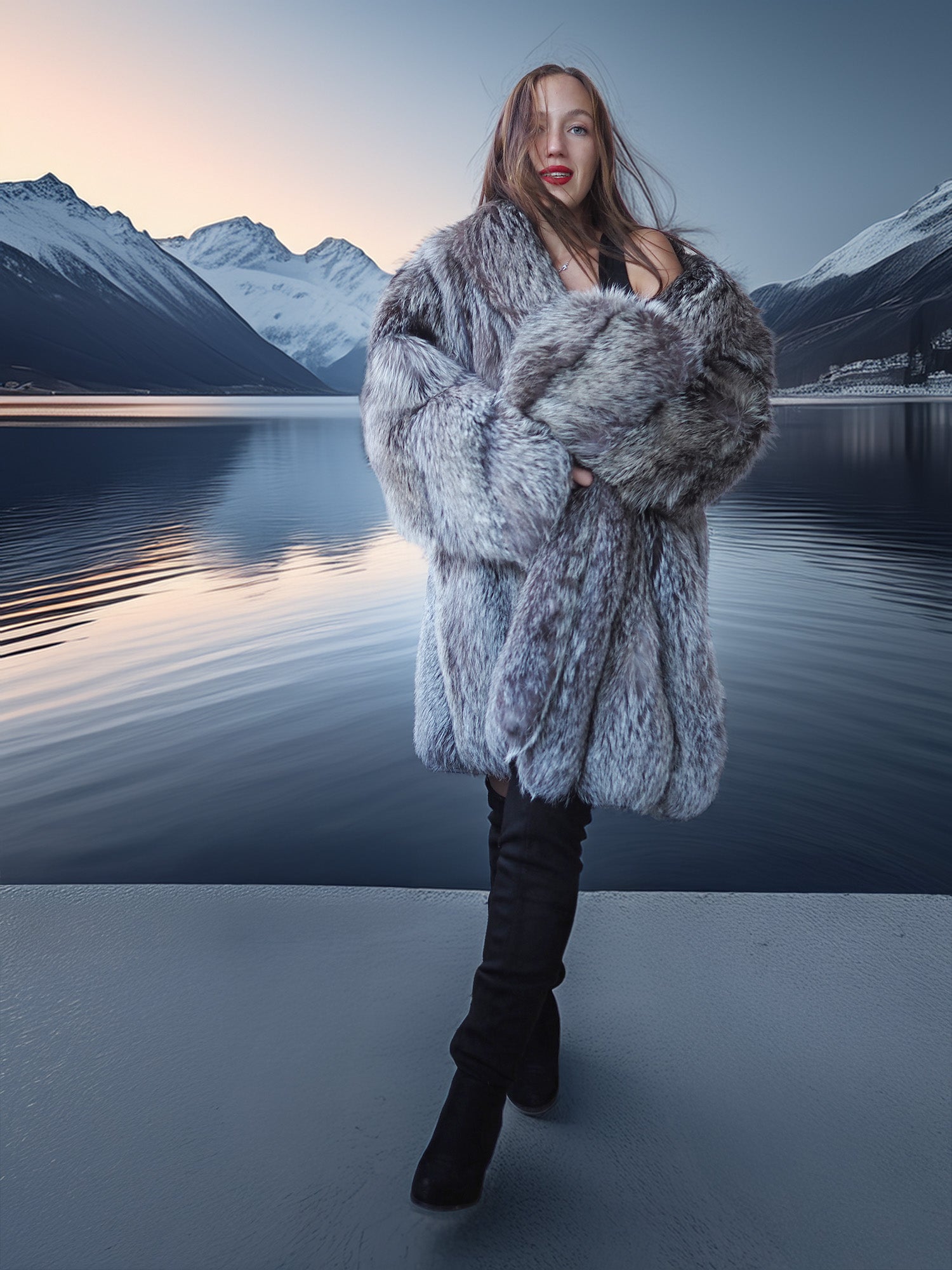 "The Winter Heiress" - Platinum Fox Fur Coat – Luxury Reborn on Ice