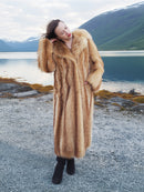 Red Raccoon Fur Coat Coats M