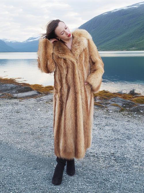 Red Raccoon Fur Coat Coats M