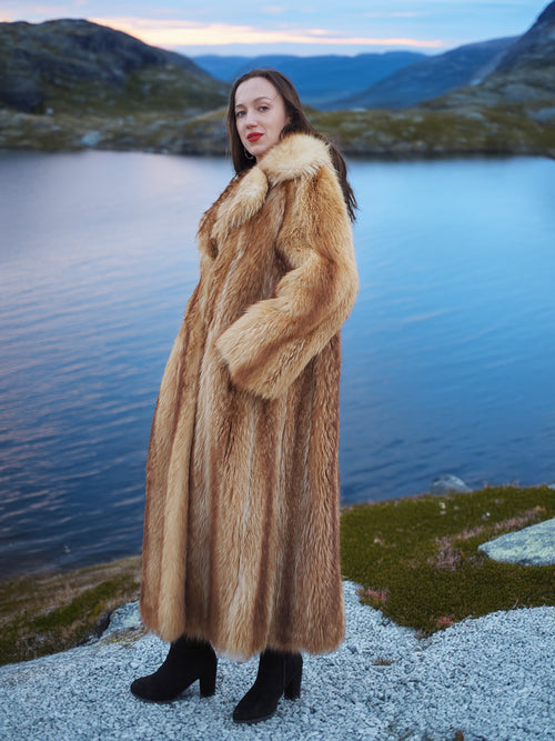 Red Raccoon Fur Coat Coats M