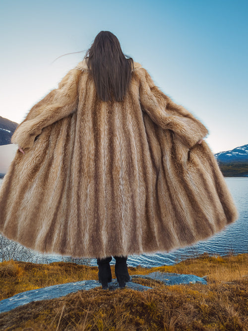 Red Raccoon Fur Coat Coats M